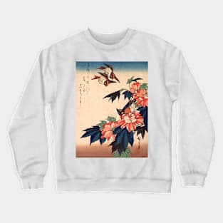 Swallows and Kingfisher with Rose Mallows Crewneck Sweatshirt